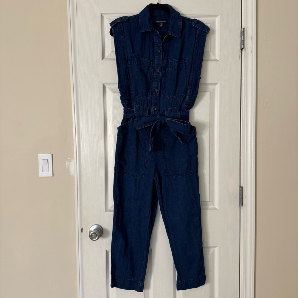 Banana Republic Indigo Utility Jumpsuit with Belt